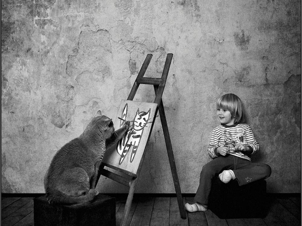 Une fille et son chat par le photographe Andy Prokh