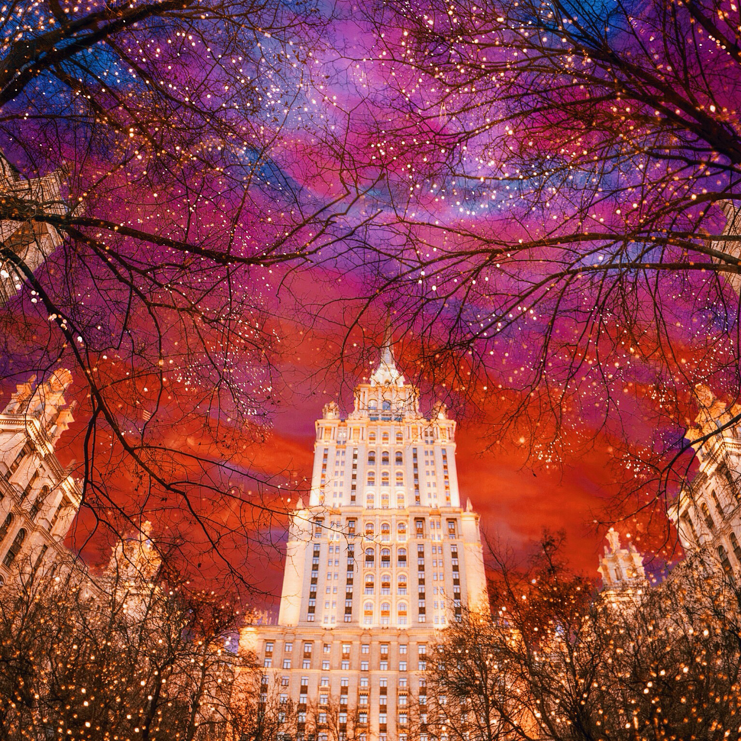 Photo - Kristina Makeeva, hobopeeba, Moscow, Moscou, photo de nuit, hiver, Place rouge, Radisson Royal Hotel