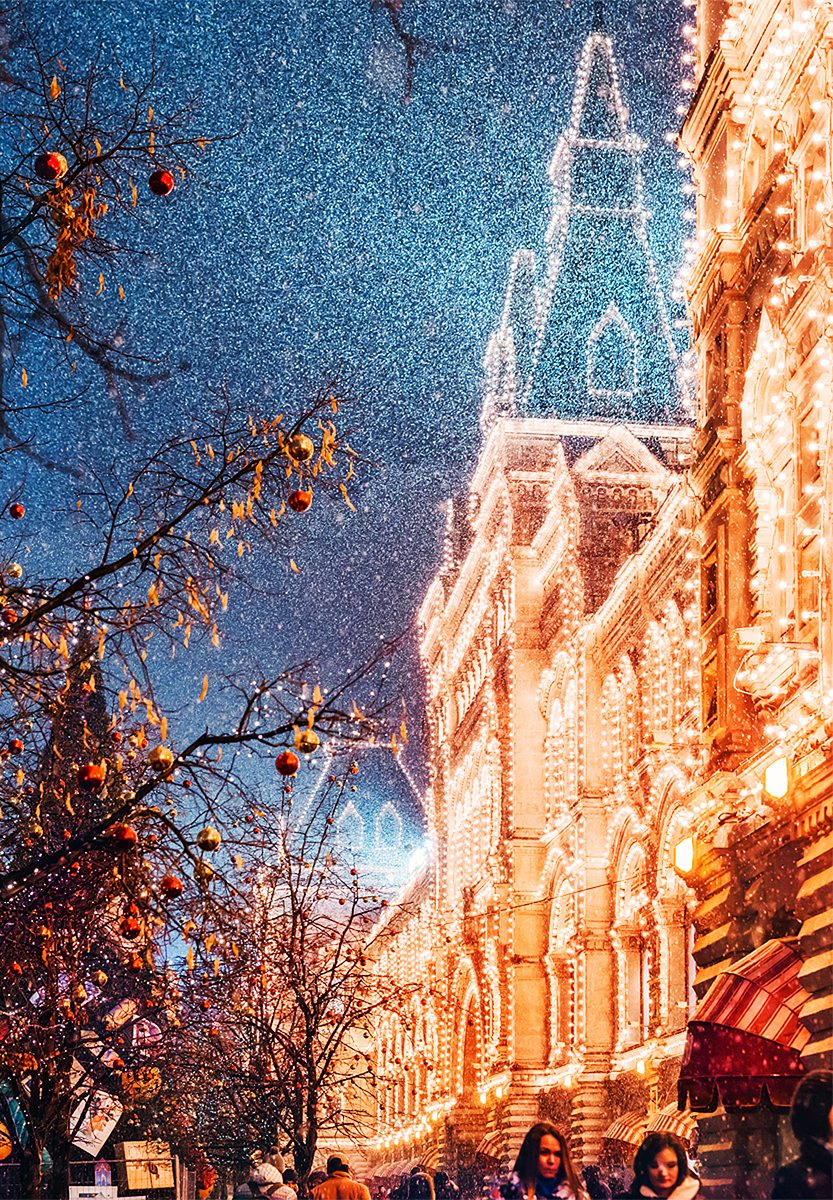 Photo - Kristina Makeeva, hobopeeba, Moscow, Moscou, photo de nuit, neige, hiver, Place rouge, Cathédrale Basile le Bienheureux