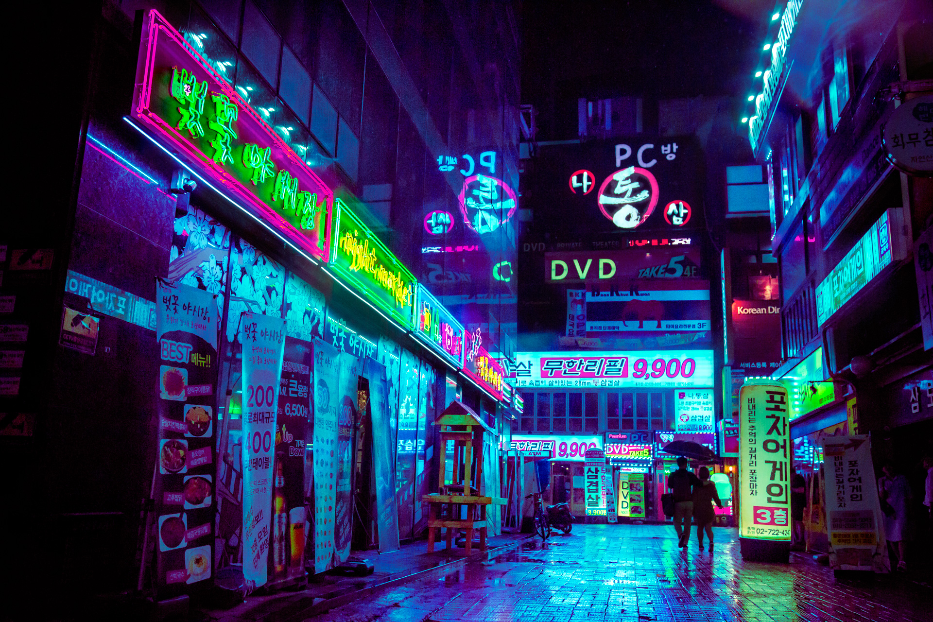 Cyberpunk, Seoul, Séoul, Corée, Corée du Sud, Ville, Cityscape, Photo de nuit, rue, street, night, neons, Néons, light, lumières, Asie, Hong-Kong, Tokyo, futuriste, urbain, photo, photographe, street photography, moderne, hyper moderne, sombre, contraste, obscur,