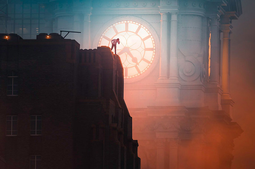 horloge dans la brume par Chris Hytha