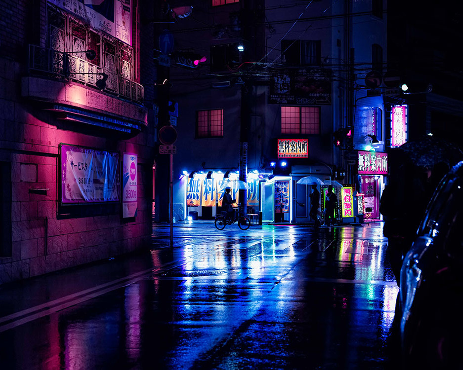 Photo de nuit néons Japon