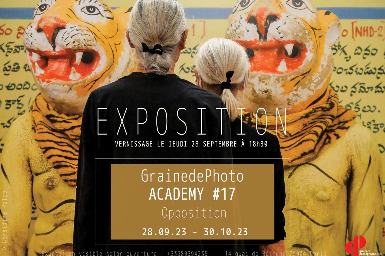 Affiche pour l'exposition Oppositions de la graine de photo academy le 28 septembre 2023 sur l'Île Saint Louis