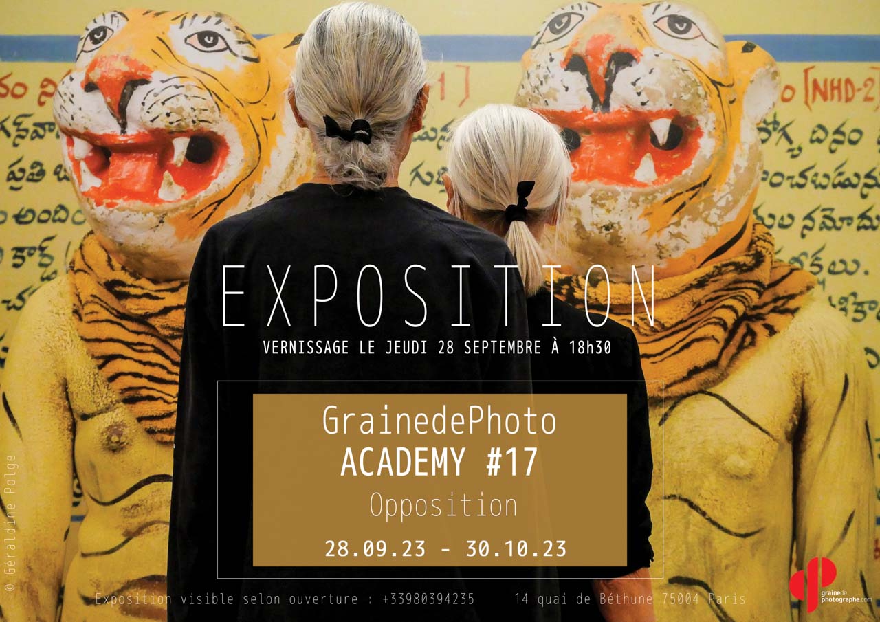 Affiche pour l'exposition Oppositions de la graine de photo academy le 28 septembre 2023 sur l'Île Saint Louis