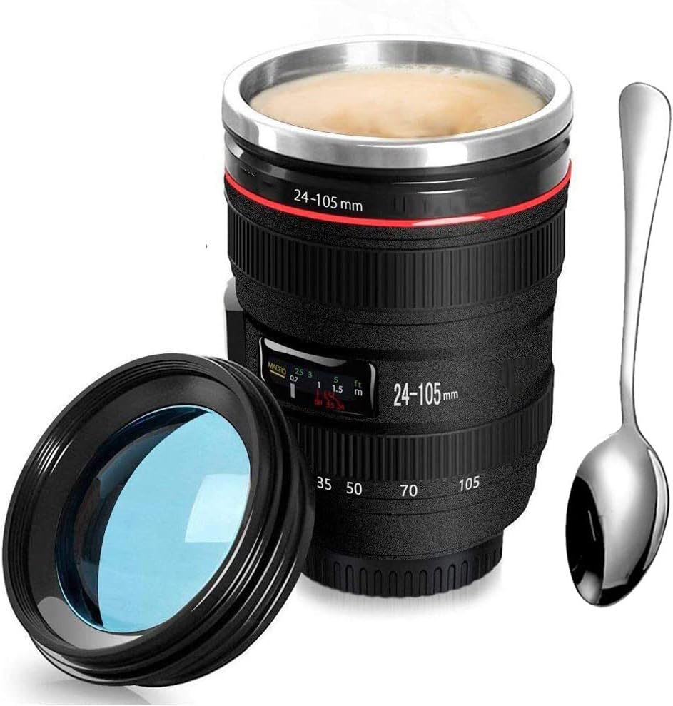 tasse en forme d’objectif photo